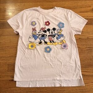 Mickey and Friends Ladies Crochet Character Tee Pink Size Small Free Shipping